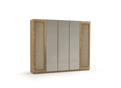 Eleganter Brauner Kleiderschrank – 5 Türen und Viel Stauraum