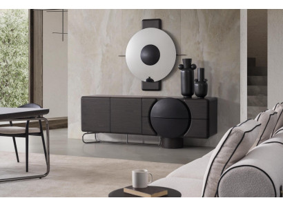 Moderne schwarze Kommode mit Spiegel Designer Möbel fürs Wohnzimmer