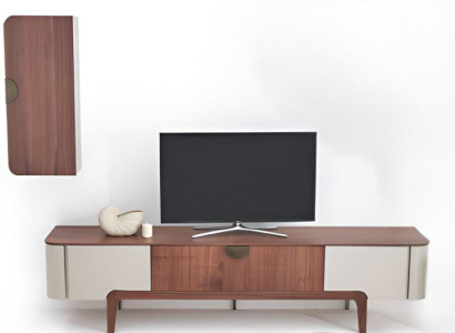 Braunes Wohnzimmer Set Designer Holz Sideboard Luxus Regale 2tlg