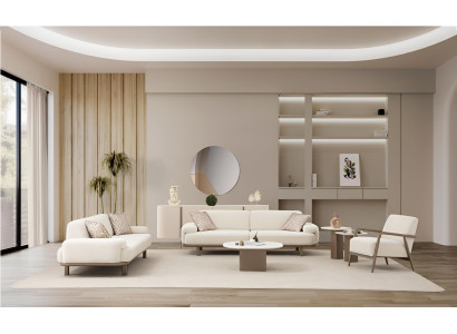 Weißes Wohnzimmer-Set – Sofas, Sessel, Couchtisch, Beistelltische & Sideboard