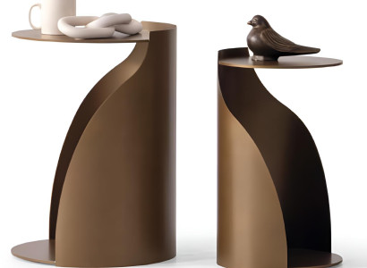 Set aus 2 modernen Beistelltischen mit einzigartiger Struktur