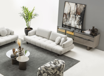 4-tlg. Wohnzimmer-Set 4-Sitzer Couchtisch Beistell- & Konsolentisch