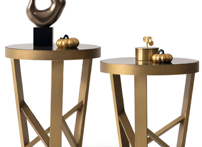 Stilvoller Runder Beistelltisch Designer Marmorplatte Kaffeetisch