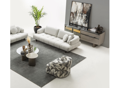 Modernes 5-tlg. Wohnzimmer-Set 4-Sitzer Sessel Tische Konsole