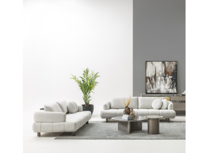 Modernes Wohnzimmer Set 2x 4 Sitzer Couchtisch Beistelltisch