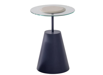 Runder Transparenter Beistelltisch Edle Glasplatte Moderner Kegelfuß