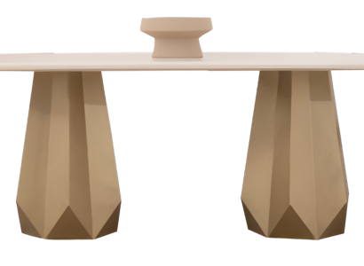 Beiger Holz-Esstisch – Designer-Tisch für Esszimmer und Küche