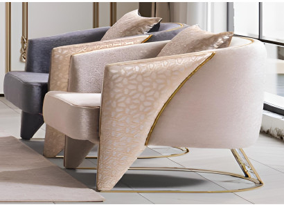 Stilvolles Set aus 2 Sesseln mit exklusiver Polsterung und goldenen Elementen