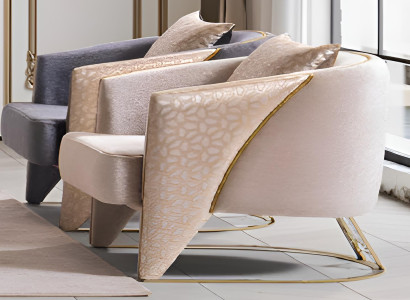 Stilvolles Set aus 2 Sesseln mit exklusiver Polsterung und goldenen Elementen