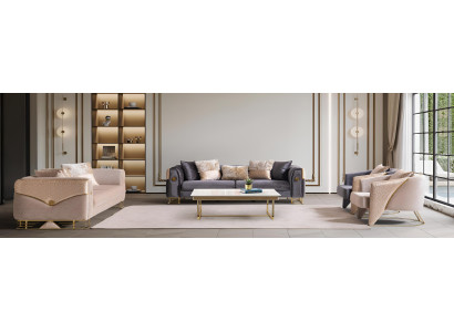 Elegantes 3-Sitzer Sofa im Chesterfield-Stil mit luxuriösem Stoffbezug