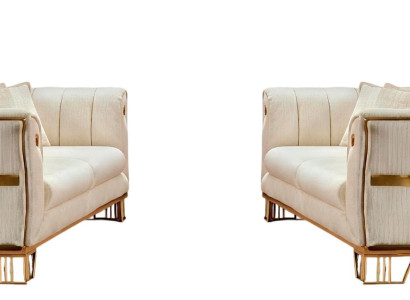 Weiße Textilgarnitur Designer Polstersofas Edle 2x 3-Sitzer Couchen