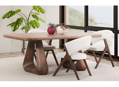 Braunes Luxuriöses Esszimmer Set Robuster Holztisch Edle x3 Stühle