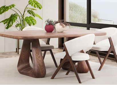 Braunes Luxuriöses Esszimmer Set Robuster Holztisch Edle x3 Stühle