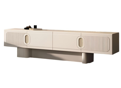 Modernes Beiges TV-Lowboard Designer Wohnzimmer Holz Anrichte