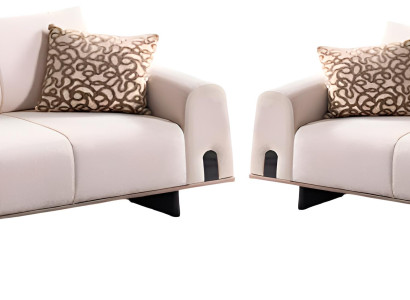 Beige Wohnzimmer Sofas Designer Dreisitzer Couch Textil Lehnsessel