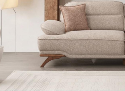 Beigefarbenes Wohnzimmer-Set – Weiches 3-Sitzer Sofa und Moderner Sessel