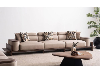 Moderner 4-Sitzer Wohnzimmer Designsofa Polstercouch Holzgestell