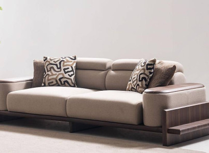 Brauner Moderner 3-Sitzer Wohnzimmer Polstersofa Designer Couch