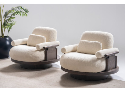 Beige Wohnzimmer 2x Polstersessel Stilvolle Textilsessel Einsitzer