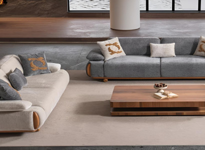 Exklusive Polstergarnitur Designer Textilsofas Moderne 2x 3-Sitzer