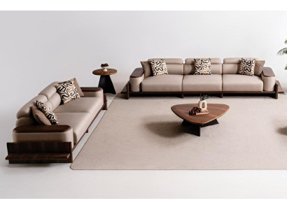 Moderne Beige Couchgarnitur Stilvoller 4-Sitzer Edle 3-Sitzer Couch
