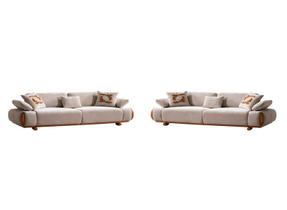 Beige Sofagarnitur Designer 3-Sitzer Sofas Edle 2x Creme Couchen