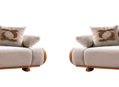 Beige Sofagarnitur Designer 3-Sitzer Sofas Edle 2x Creme Couchen