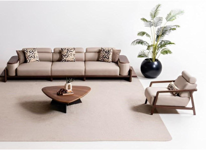 Moderne Wohnzimmer Sitzgarnitur Luxuriöser 4-Sitzer Edler Sessel 2tlg