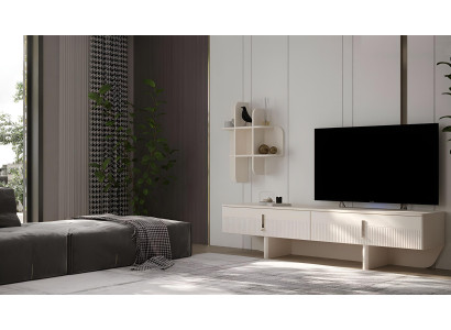 Elegantes TV-Board mit strukturierten Türen und modernem Design stilvolle Möbel