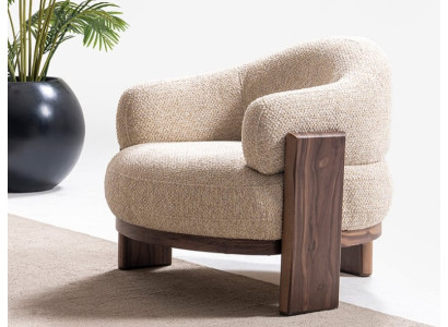 Stilvoller Beiger Wohnzimmersessel Polstersessel Designer Sessel