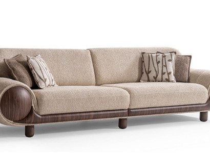 Stilvoller Beiger 4-Sitzer Designer Polstercouch Modernes Textilsofa