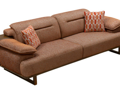 Braune Polstercouch Wohnzimmer Designer 3-Sitzer Sofa Stoffcouchen