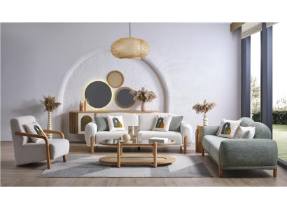 Elegante Weiße Sofagarnitur Designer 2x Stoffsessel Polstersessel