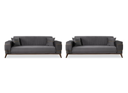 Luxuriöses Graues Sofa-Set Designer 3-Sitzer Moderne Polstersofas