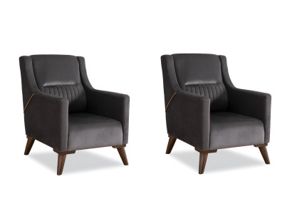 Designer Sessel-Set Exklusive Schwarze Polstersessel Edle Sitzmöbel