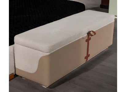 Schlafzimmer Beige Sitzbank Luxuriöse Textil Aufbewahrungstruhe