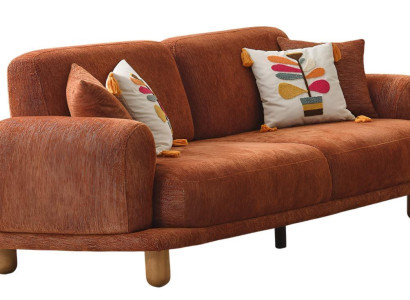 Bequemes Sofa in Orange mit bunten Kissen Stilvolles Design Hochwertig