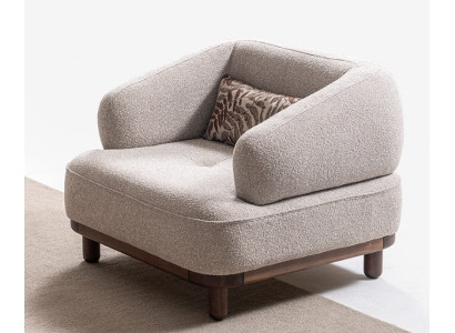 Stilvoller Textilsessel Beiger Wohnzimmer Einsitzer Luxus Sessel