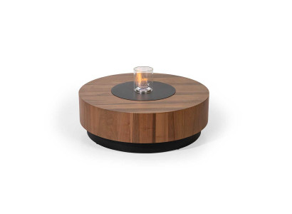 Eleganter brauner Tisch mit schwarzem Einsatz für modernes Interieur