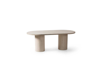 Eleganter Esstisch mit ovaler Tischplatte und Säulenbasis