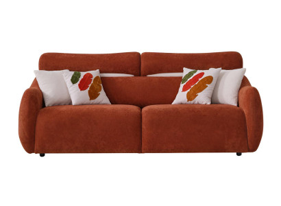 Gemütliches oranges Hochwertig Sofa mit modernen Kissen  Stilvoller Komfort