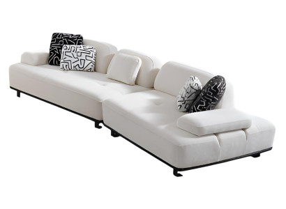 Moderne 4-Sitzer Sofa in Weiß mit Schwarz-Weiß Kissen luxuriöse Möbel Hochwertig