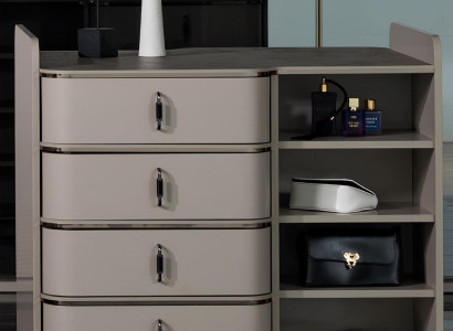 Stilvolle Beige Kommode Designer Schubladenkommode Edle Holzmöbel