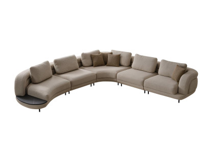 Beiges Ecksofa Designer Polstercouch Wohnzimmer L-Form Textilsofas