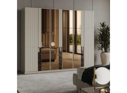 Stilvoller Beiger Kleiderschrank Schlafzimmer Aufbewahrungsschrank