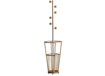 Garderobenständer mit goldenem Metallrahmen und praktischen Haken