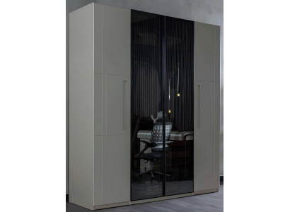 Grauer Schlafzimmerschrank Designer Spiegeltürenschrank Holzmöbel