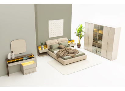 6-tlg. Schlafzimmer-Set: Bett, Schminktisch & Kleiderschrank für Ihr Zuhause