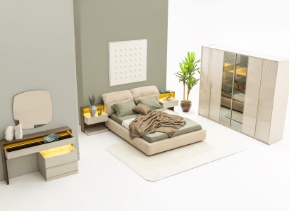 6-tlg. Schlafzimmer-Set: Bett, Schminktisch & Kleiderschrank für Ihr Zuhause