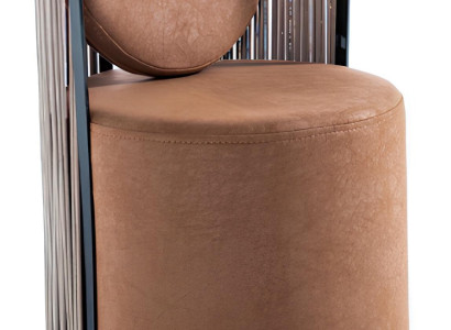 Exklusiver Beiger Sitzhocker Designer Lederhocker Beistellhocker